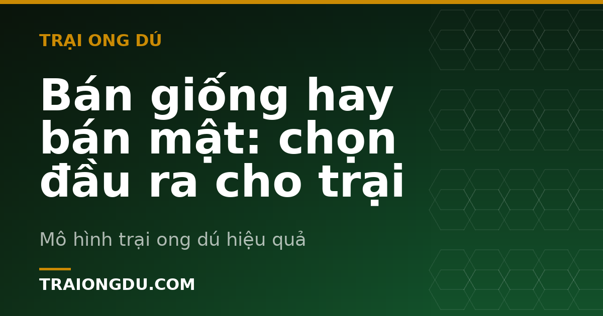 Bán giống hay bán mật: chọn đầu ra cho trại